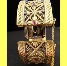 Antique Bangle Cuff Bracelet Gold Rubies Diamonds Froment-Meurice France (5614)