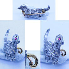 Antique Art Deco Brooch Dachshund Dog Platinum Gold Diamonds w Appraisal(6546)