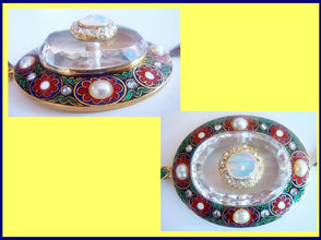 Holbeinesque Antique Victorian Jewelry Set Pendant Earrings Gold Diamond Opal Pearl Enamel (4877)