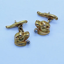 Vintage Dog Cufflinks 18k Gold Diamonds Gentleman's Jewelry Man Unisex (6593)