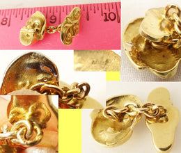 Antique Cufflinks Nouveau Man Woman Gold Theater Actor Mask French Unisex (5337)
