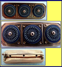 Antique 3-color Jasper Wedgwood Plaques Gold Brooch (2508)