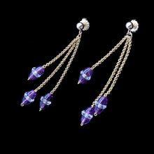 Art Deco Earrings Gold Carved Amethyst Rock Crystal Move Swing Dangle (6162)