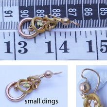 Antique Victorian Earrings 18k Gold Dangles Rings French Ear Pendants (6597)