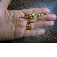 Antique Nouveau Brooch 18k Gold Diamond French Foliage Leaves 19C Unisex (6565)