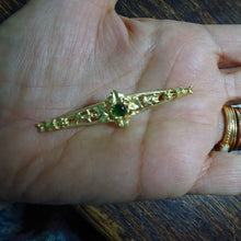 Antique Art Nouveau Brooch 18k Gold Foliage Peridot French 19th century (6566)