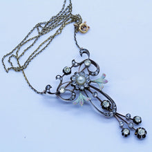 Antique Russian Pendant Necklace Brooch Diamonds Pearl Enamel Gold Silver (6572)