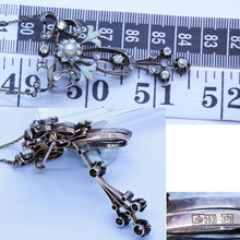 Antique Russian Pendant Necklace Brooch Diamonds Pearl Enamel Gold Silver (6572)