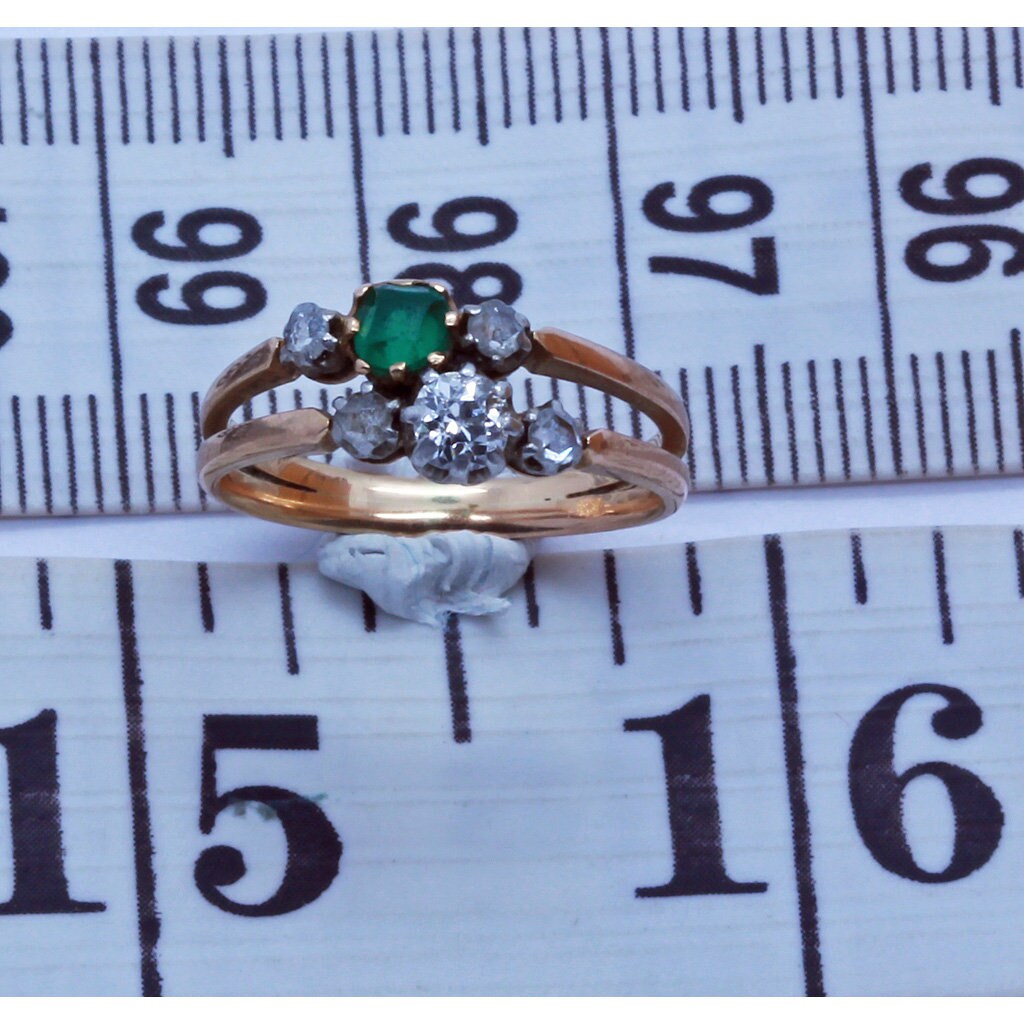 Antique Victorian Ring 18k Gold Diamonds Paste Crossover Toi Moi French (6574)