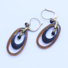 Antique Victorian Earrings Pique Gold Inlay Dangling Swinging Ear Pendants (6589)