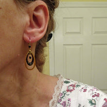 Antique Victorian Earrings Pique Gold Inlay Dangling Swinging Ear Pendants (6589)