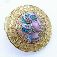 Antique Egyptian Revival Earrings Brooch Set 18k Gold Diamond Ruby Enamel (6616)