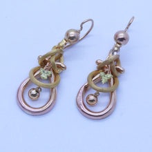 Antique Victorian Earrings 18k Gold Dangles Rings French Ear Pendants (6597)