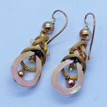 Antique Victorian Earrings 18k Gold Dangles Rings French Ear Pendants (6597)