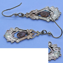 Antique Victorian Earrings 14k Gold Turquoise Dangle Drop Ear Pendants (6602)