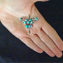 Nouveau Pendant Diamonds Turquoise Platinum 14k Gold Victorian Antique (6601)