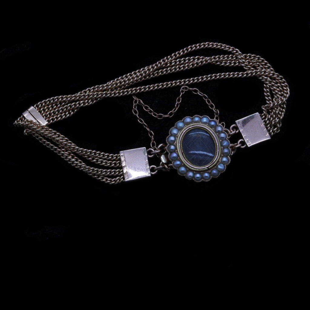 Antique Georgian Bracelet 14k Gold Pearls Hair Sentimental Memorial Romance(4767