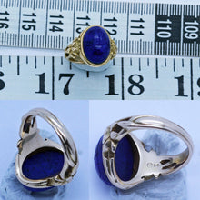 Victorian Nouveau scarab ring Egyptian Revival Gold Lapis Lazuli Signed (6615)
