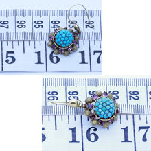 Antique Victorian Earrings 15ct Gold Turquoise Garnets English c1860 (6618)