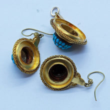Victorian Earrings Pendant Jewelry Set 15ct Gold Turquoise Pearls Antique (6619)