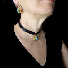 Victorian Earrings Pendant Jewelry Set 15ct Gold Turquoise Pearls Antique (6619)