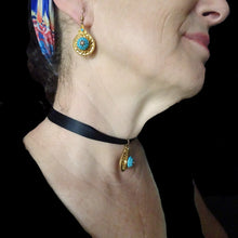 Victorian Earrings Pendant Jewelry Set 15ct Gold Turquoise Pearls Antique (6619)