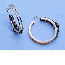 Antique Victorian Earrings 18k Gold Diamonds Pearls Creole Ear Hoops (6628)