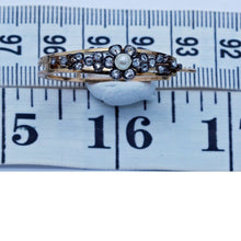 Antique Victorian Earrings 18k Gold Diamonds Pearls Creole Ear Hoops (6628)