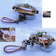 Wolfers Victorian Brooch Gold Pearl Pink Topaz Emerald Diamond Appraisal (6567)