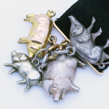 Antique Victorian Watch Fob w Pig Charms Various Metals (6660)