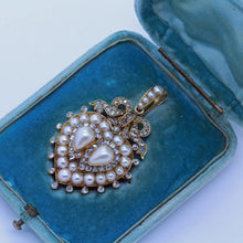 Antique Pendant Brooch 18k Gold Pearls Diamond Heart Romantic w Appraisal (6658)
