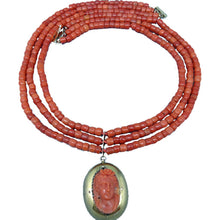 Antique Victorian Necklace Gold Natural Crl Carved Cameo Etruscan Revival(5763