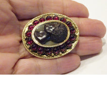 Antique Victorian Blackamoor Brooch Pendant Cameo 18k Gold Garnets (6669)
