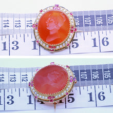 Victorian Brooch Pendant Intaglio Cameo Gold Carnelian Rubies Pearls (6670)