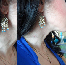 Antique Earrings 22k Gold Diamonds Pearls Mughal India w Appraisal (5736)