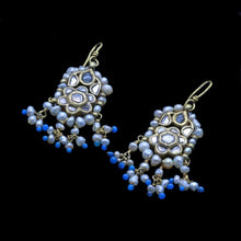Antique Earrings 22k Gold Diamonds Pearls Mughal India w Appraisal (5736)