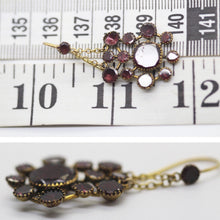 Antique Earrings Queen Anne 15k Gold Garnets Ear Pendants pre Georgian(5967)
