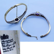 Pair Antique Victorian Bangles 18k Gold Amethyst Diamonds S.J. Phillips (6644)