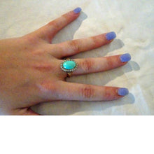 Antique Victorian Ring 18k Gold Turquoise Diamonds Silver (6647)