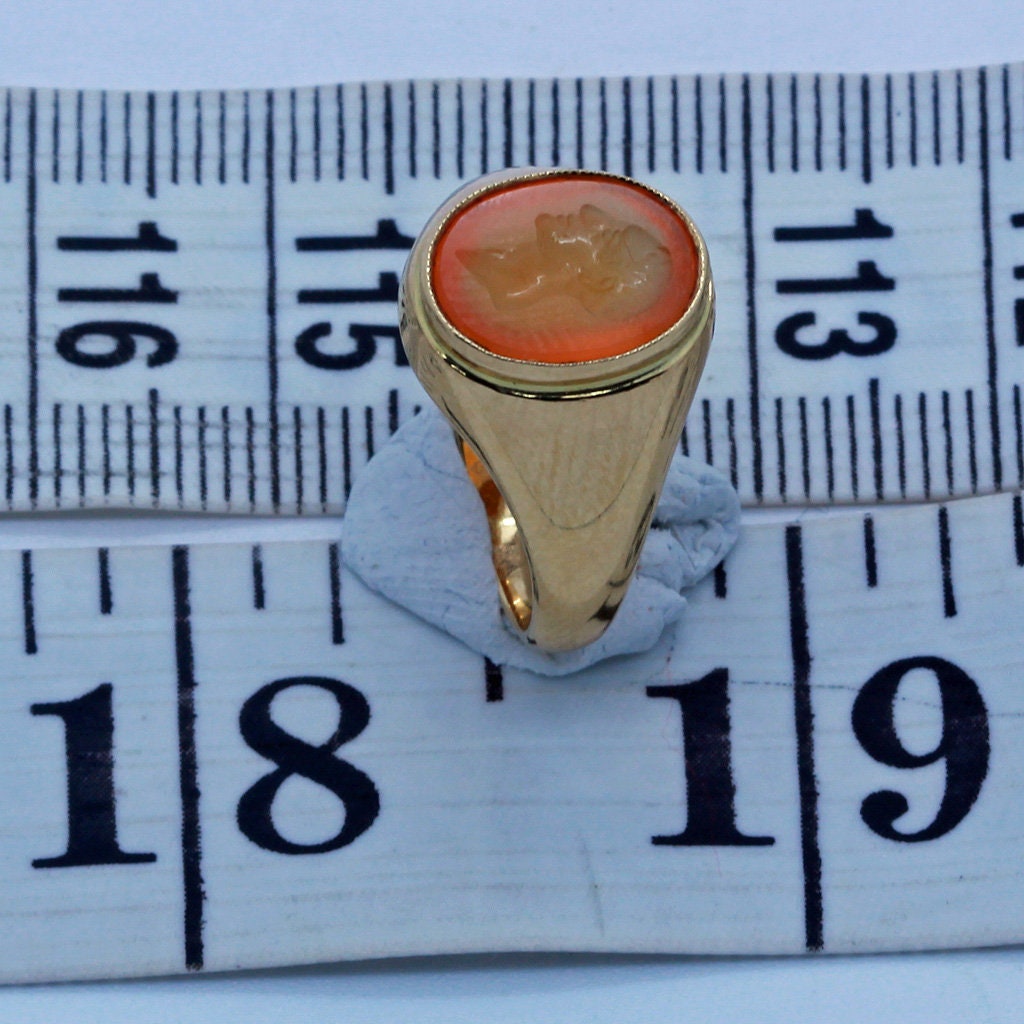 Antique Signet Ring Georgian Intaglio Cameo 18k Gold Mount Unisex Man Woman(6655