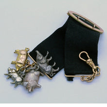 Antique Victorian Watch Fob w Pig Charms Various Metals (6660)
