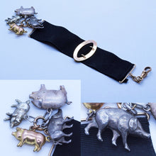 Antique Victorian Watch Fob w Pig Charms Various Metals (6660)
