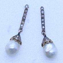 Antique Earrings Natural Pearls Diamonds 14k Gold GIA Certificate (6663)