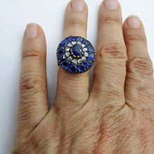 Antique Victorian Ring Natural Sapphires Diamonds 18k Gold w Appraisal (6684)