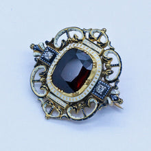 Carlo Giuliano Brooch Renaissance Revival Gold Enamel Garnet Diamonds (6671)
