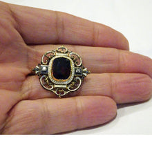 Carlo Giuliano Brooch Renaissance Revival Gold Enamel Garnet Diamonds (6671)