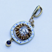 Antique Victorian Giuliano Pendant Gold Diamond Sapphire Enamel Appraisal (6659)