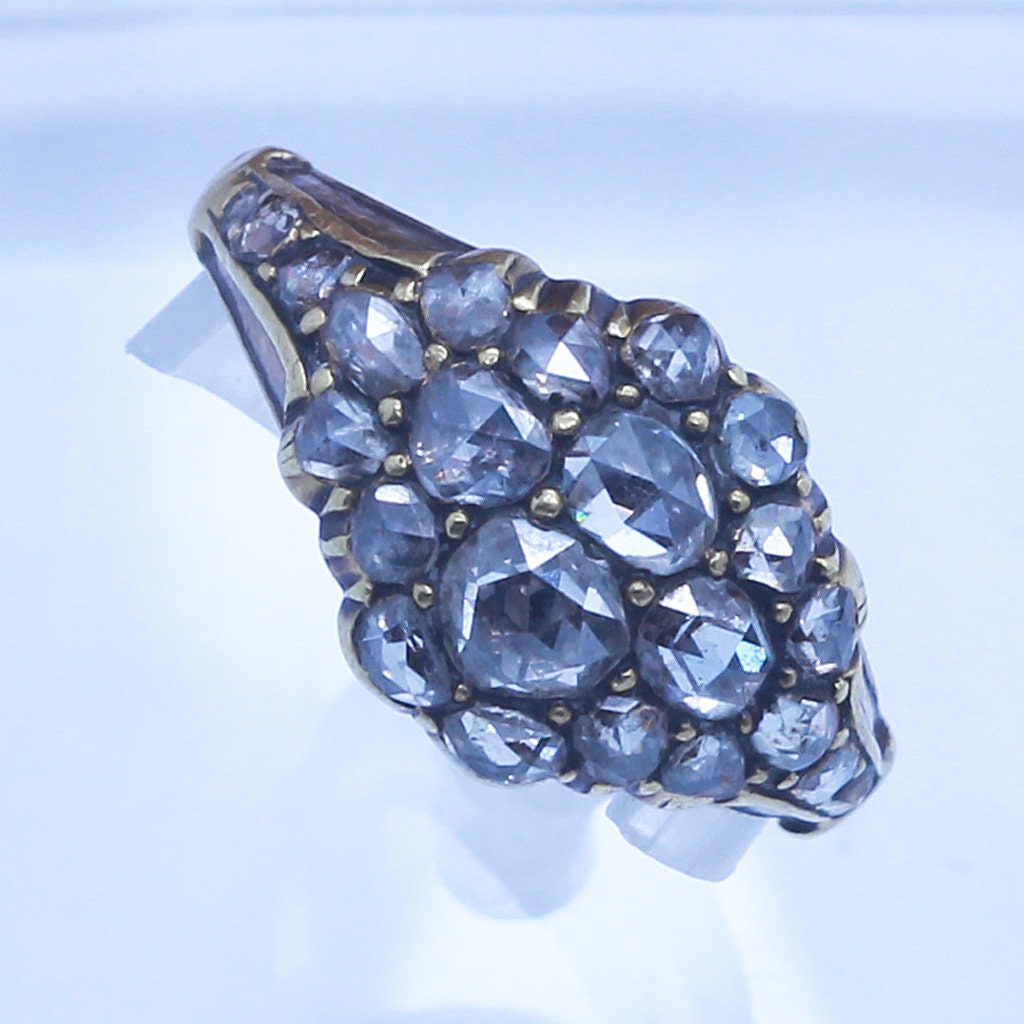 Antique Early Victorian Ring 18k Gold Diamonds London 1845 w Appraisal (6696)
