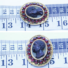 Antique Victorian Blackamoor Brooch Pendant Cameo 18k Gold Garnets (6669)