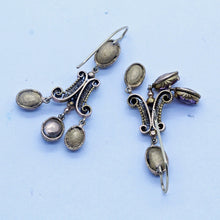 Antique Georgian Earrings 15ct Gold Pink Topaz Girandole Cannetille Dangle (6713)